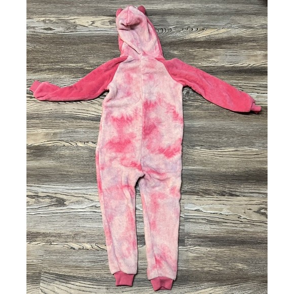 PL Sleep Girls Size 6 Pink Plush Zip front Hooded Llama Bunny One Piece Animal - Picture 3 of 3